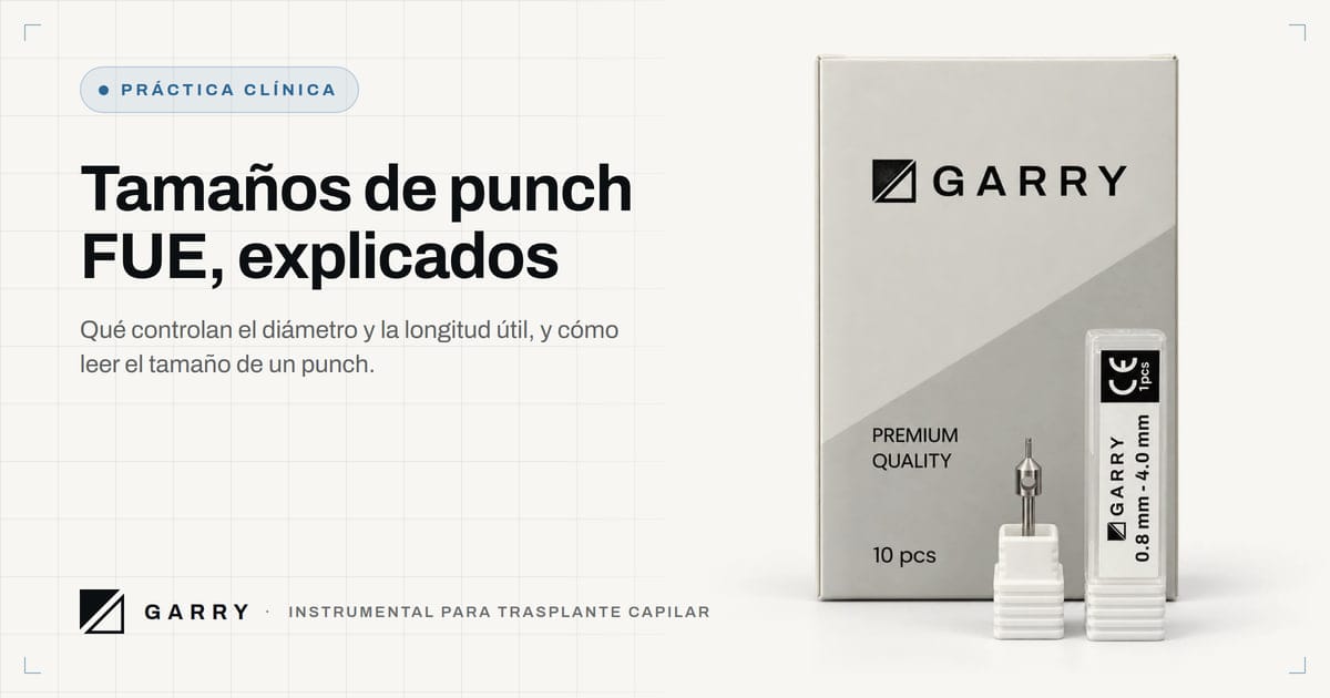 Tamaños de punch FUE, explicados - envase del Punch Fue Garry con la medida en el tubo