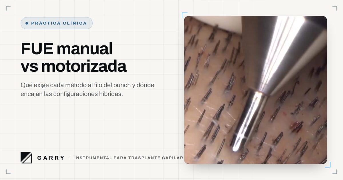 FUE manual vs motorizada - punch FUE en la zona donante durante la extracción de injertos