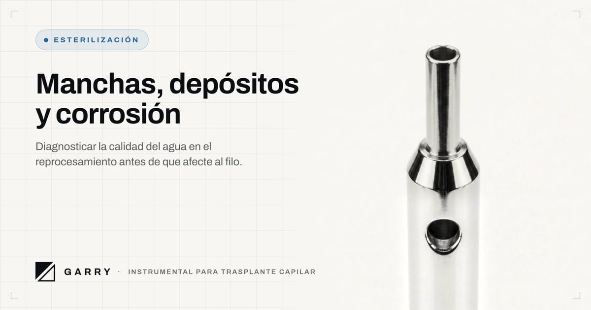 Manchas, depósitos y corrosión - primer plano de la punta de corte de un punch Garry