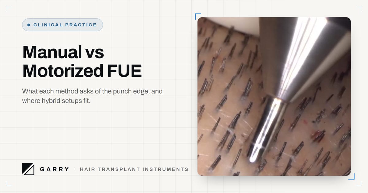 Manual vs Motorized FUE - FUE punch on the donor area during graft extraction