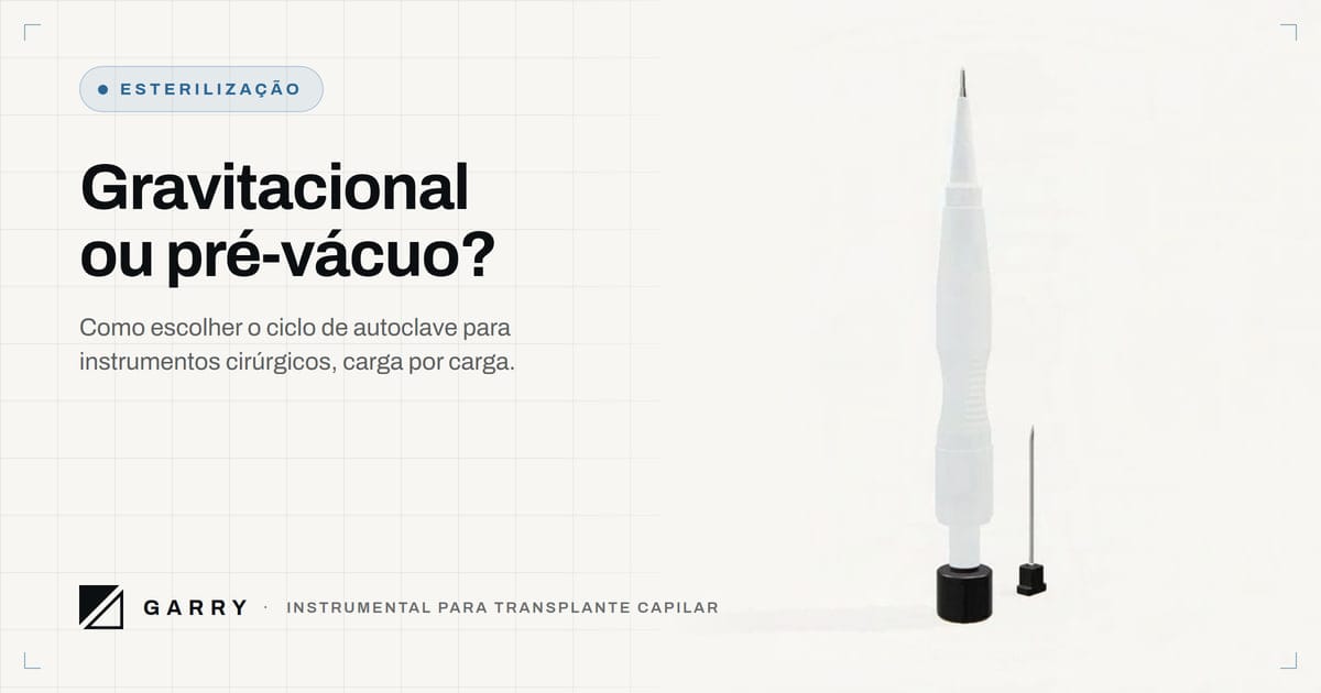 Gravitacional ou pré-vácuo? - foto de estúdio da caneta implantadora DHI Garry com a agulha