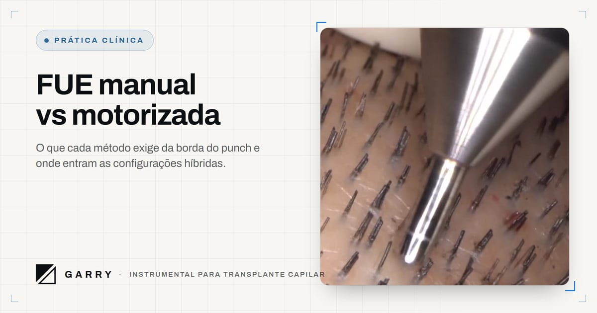FUE manual vs motorizada - punch FUE na área doadora durante a extração de enxertos
