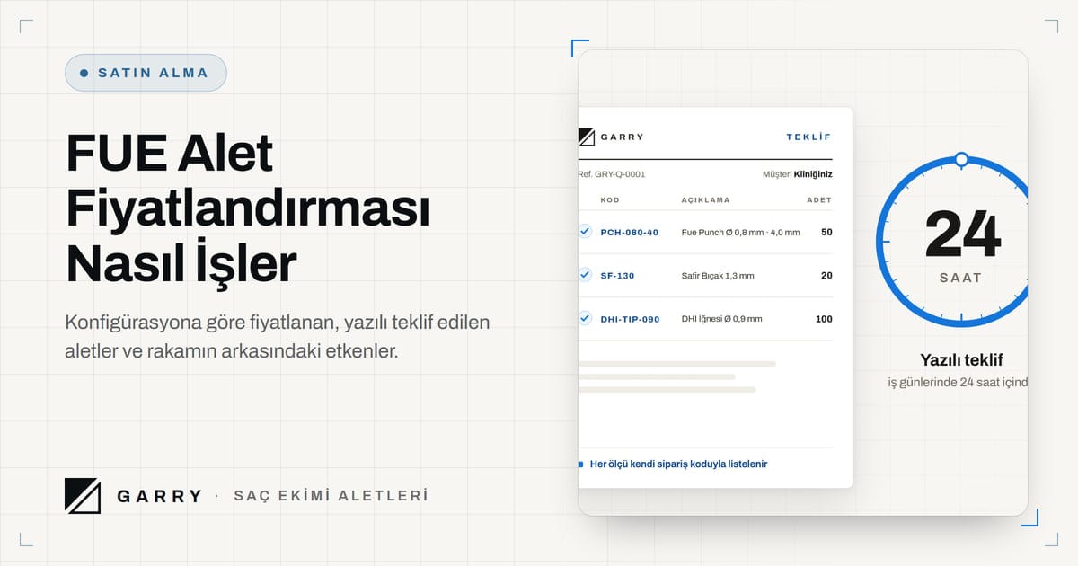 FUE Alet Fiyatlandırması Nasıl İşler - Garry süreç filminden 24 saat içinde yazılı teklif