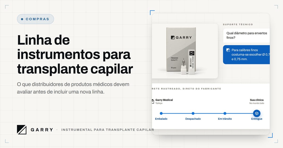 Linha de instrumentos para transplante capilar - envio rastreado e suporte técnico, do vídeo de processo da Garry