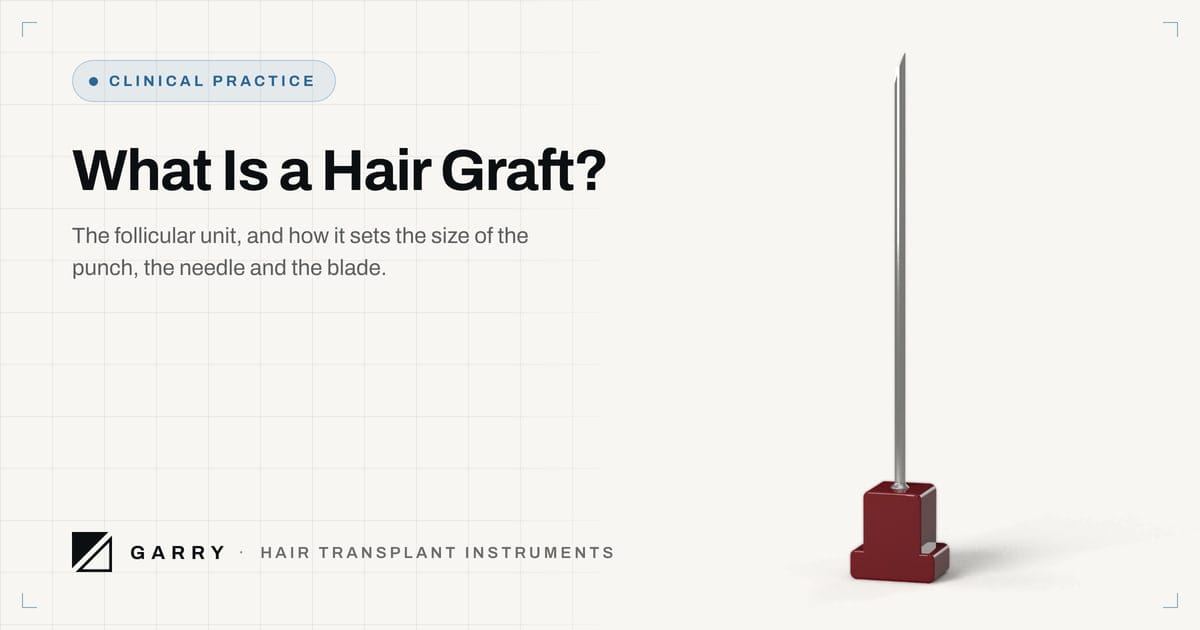 What Is a Hair Graft? - studio photo of the Garry DHI Implanter Needle with a red hub